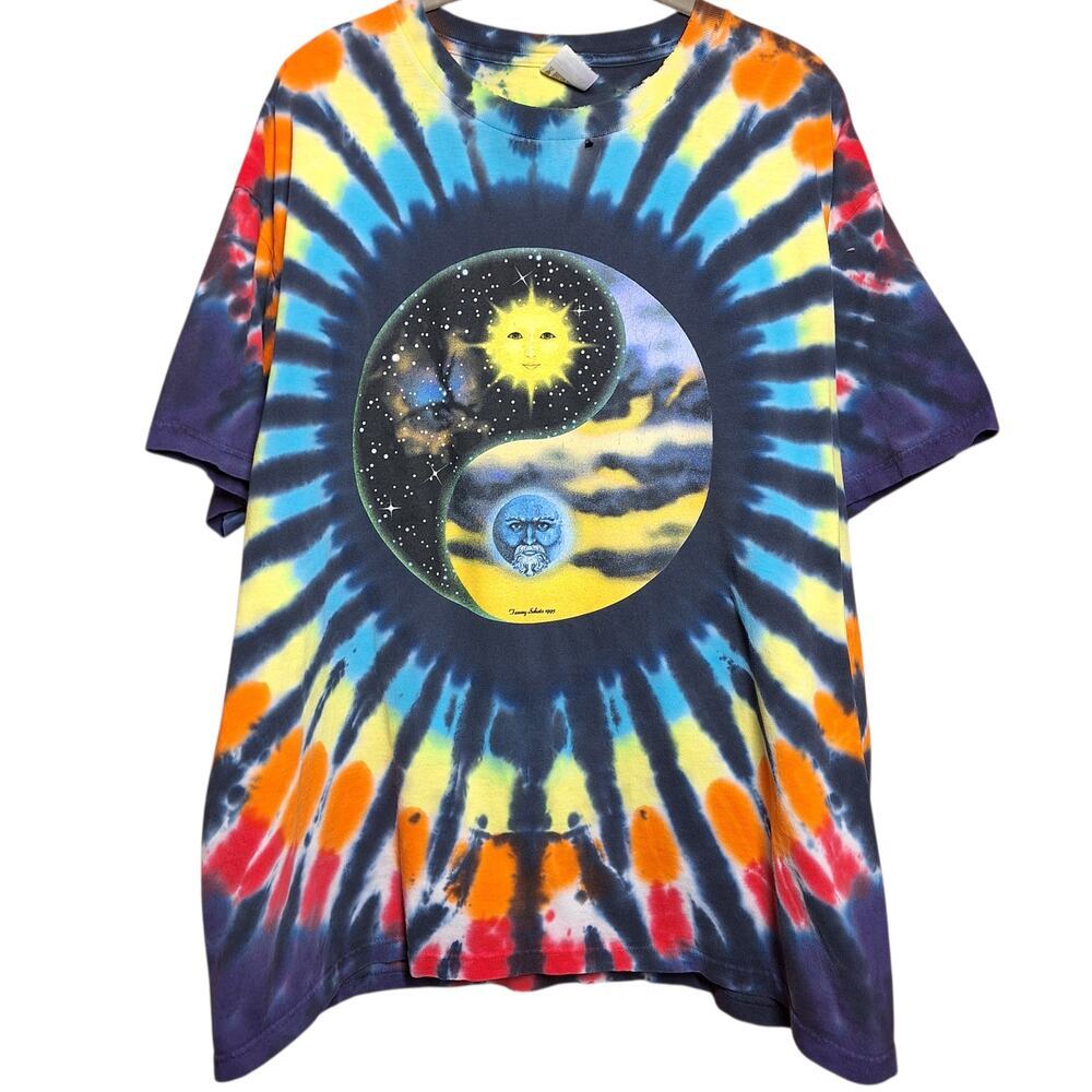 Tammy schatz vintage tiedye front & back graphic print celestial sun & moon rare